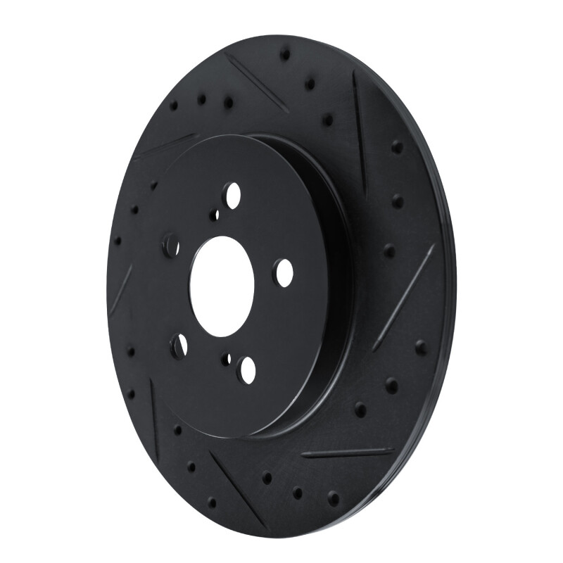 Lexus CT200H Brake Rotor (1) - Rear Right - R1 Concepts - Drilled & Slotted - Black - `11-`17